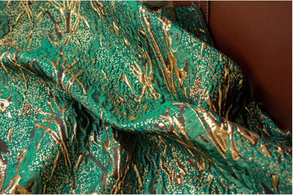 Gold Thread Jacquard Fabric: 3D Universe Galaxy Design, 56" Wide