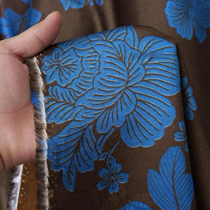 Tissu brocart de soie Phoenix & Peony : Jacquard Xiangyun marron pour Cheongsam et Hanfu