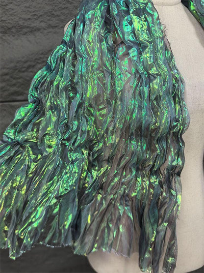 Mermaid Iridescent Pleated Organza Fabric - 55" Wide