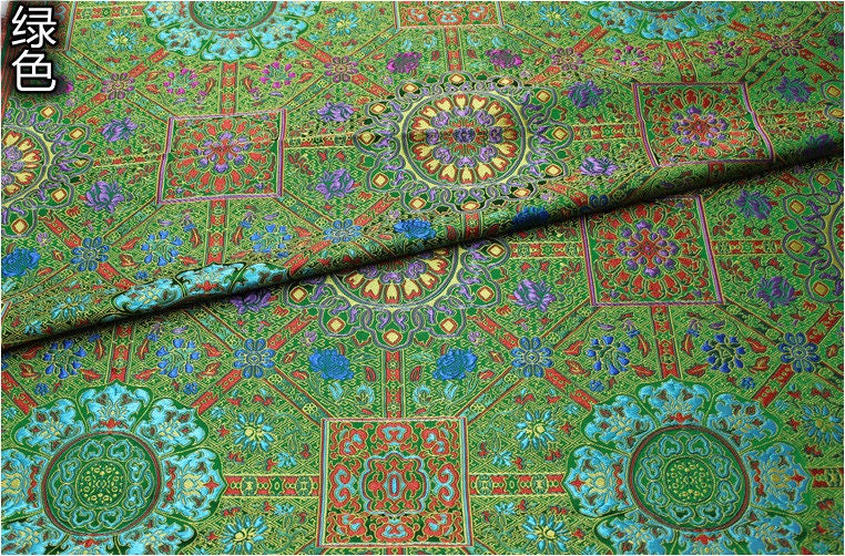 Floral Jacquard Brocade Fabric: Chinese Mongolian Style (29.5" Wide)