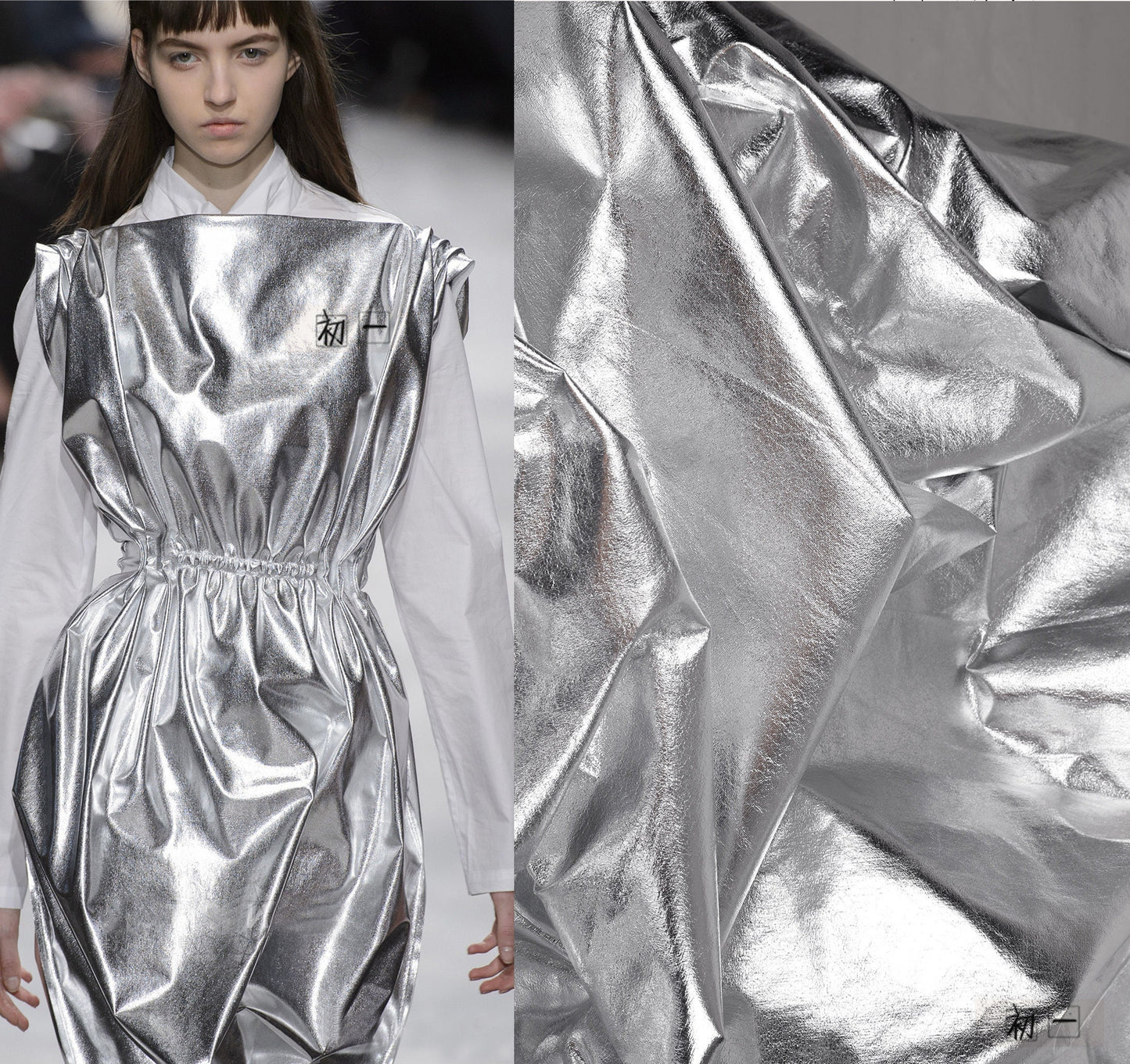 Mirror Coated Silver TPU Fabric: Metallic Designer Clothing Material