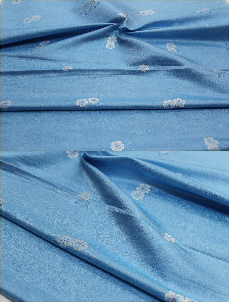 Tissu brocart jacquard à motifs floraux : Cheongsam Qipao bleu sarcelle - Matériel pour la confection de vêtements