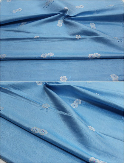 Tissu brocart jacquard à motifs floraux : Cheongsam Qipao bleu sarcelle - Matériel pour la confection de vêtements