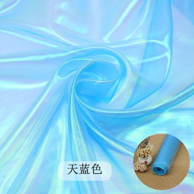 Iridescent Symphony Organza Fabric: Shimmering Crush Glass Yarn, 59" Wide
