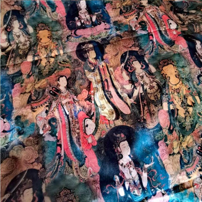 Dunhuang Fresco Fabric: Asian Vintage Style Cotton (43"W)