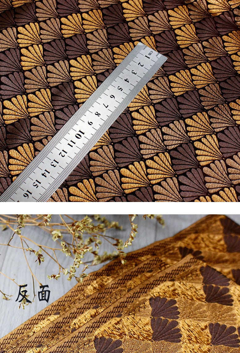 Tissu brocart jacquard coquillage japonais : mélange soie-rayonne, tissu d'ameublement