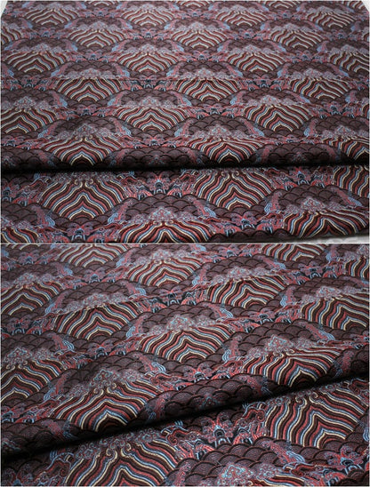 Tissu brocart de soie et rayonne à motif vagues océaniques : Jacquard traditionnel (29,5 po/75 cm)