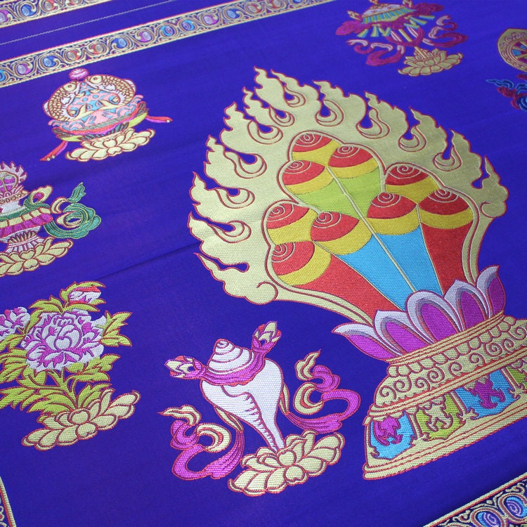 Royal Blue Tibetan Fabric: Silk Rayon Blend (29x21")