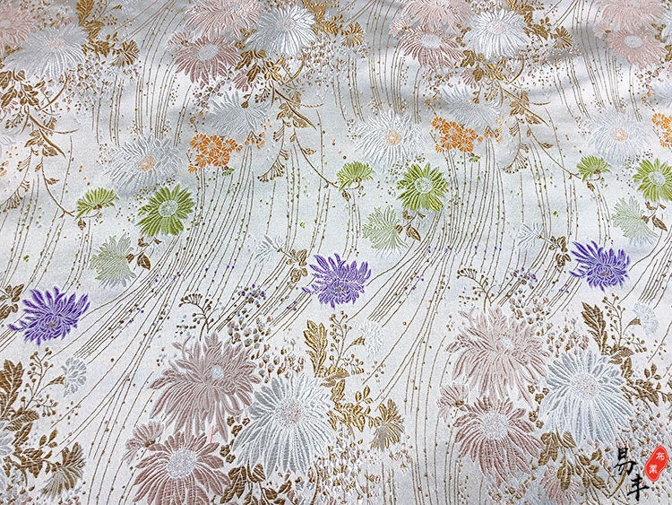 Chrysanthemum Damask Jacquard Brocade Fabric: Kimono Sewing Material