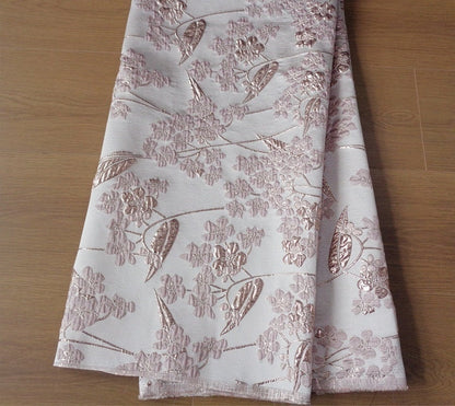 Gold Thread Jacquard Fabric: 3D Vintage Floral Upholstery, 55"W