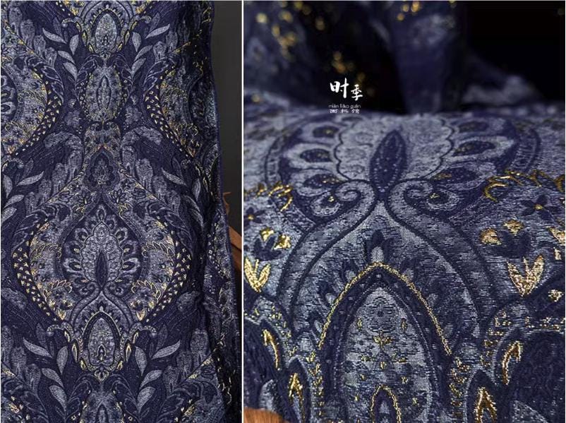 Palace Jacquard Damask Fabric: Retro Upholstery & Sewing - 55"W