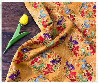 Colorful Fish Jacquard Fabric ��� Silk Ble" Wide