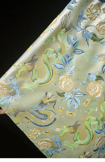 Dragon Jacquard Fabric: 59"W Polyester Damask for Sewing & Decor
