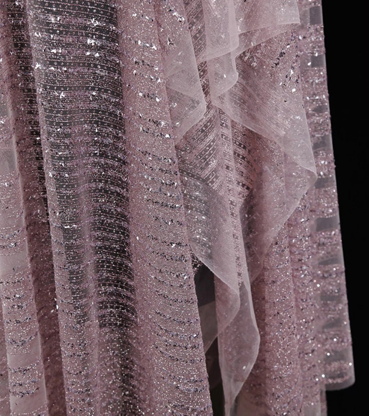Metallic Foil Mesh Fabric, Ethnic Style, Costume, Decor - 60"