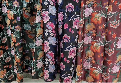 Floral Brocade Fabric: 57" Wide Silk Rayon Blend, Cheongsam Qipao Sewing Fabric