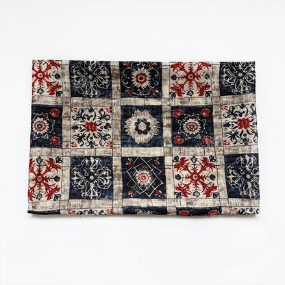 Dunhuang Indigo-Red Tencel Jacquard Brocade Fabric: Asian Chinese Style Tencel (59"W)
