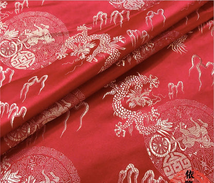 Chinese Dragon Brocade Fabric: 59" Wide Silk Rayon Blend