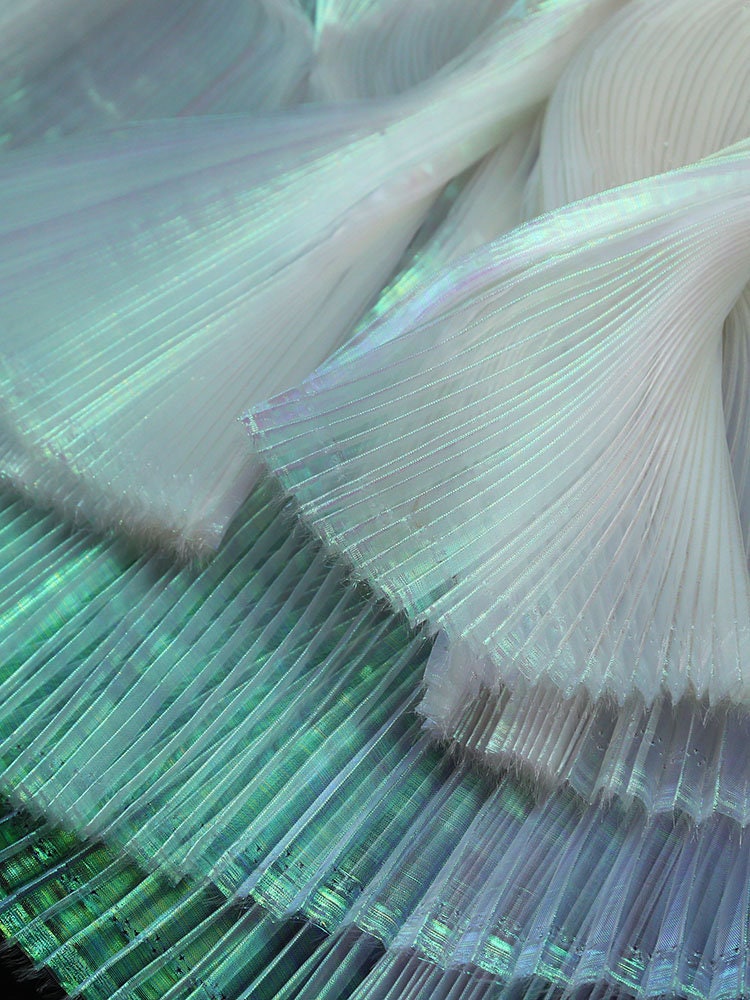Mermaid Iridescent Pleated Organza Fabric: 55" Wide Designer Material