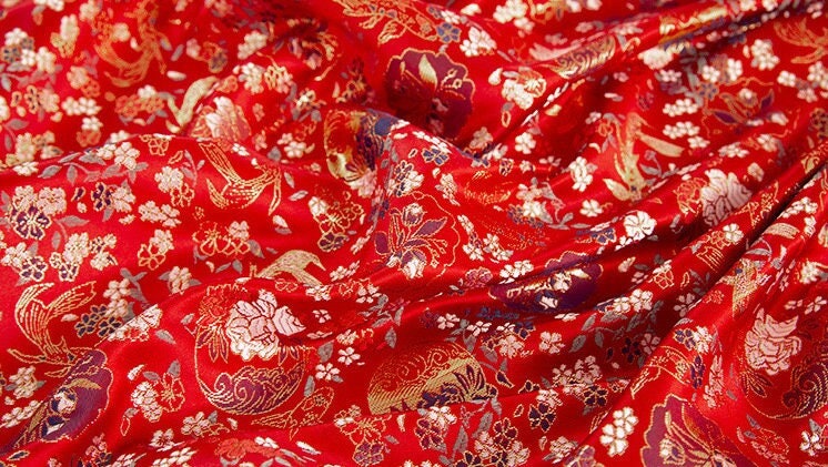 Japanese Brocade Fabric: Lucky Fish Jacquard Silk Rayon Blend (59" Width)