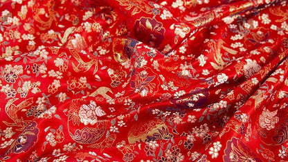 Japanese Brocade Fabric: Lucky Fish Jacquard Silk Rayon Blend (59" Width)