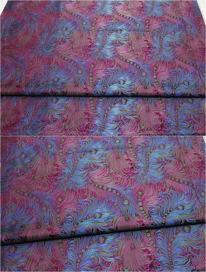 Peacock Feather Brocade Fabric: Floral Chinese Silk Rayon Blend