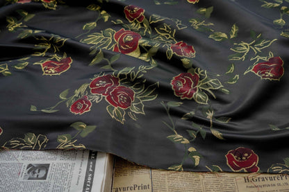 Gold Thread Rose Jacquard Fabric: 3D Texture Upholstery, Costume, Decor - 63" Wide
