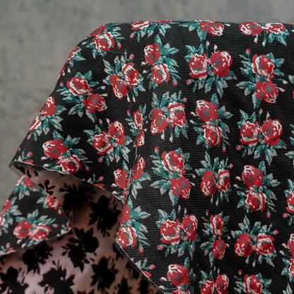 Tissu jacquard à motif floral : design rétro 3D, largeur 142 cm (56 po) - Vendu au mètre