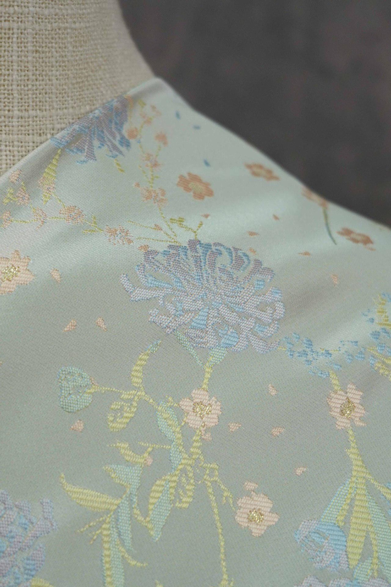 Silk Brocade Fabric: Mongolian Tibetan Style, 66"W - Costume, Decor
