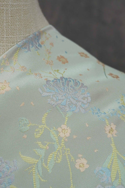 Silk Brocade Fabric: Mongolian Tibetan Style, 66"W - Costume, Decor