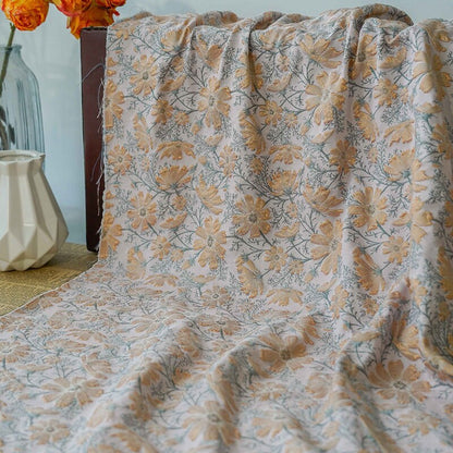 Floral Jacquard Woven Fabric: 3D Embossed Flower Pattern, 64"W