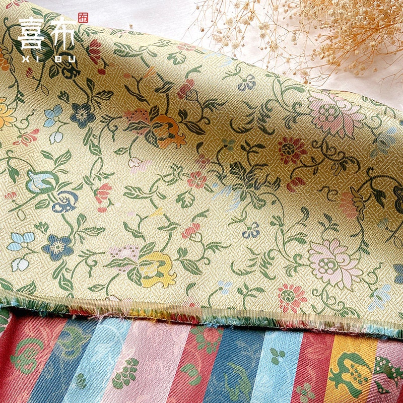 Pomegranate Flower Silk Brocade Fabric: 57" Emperor Tibetan Style
