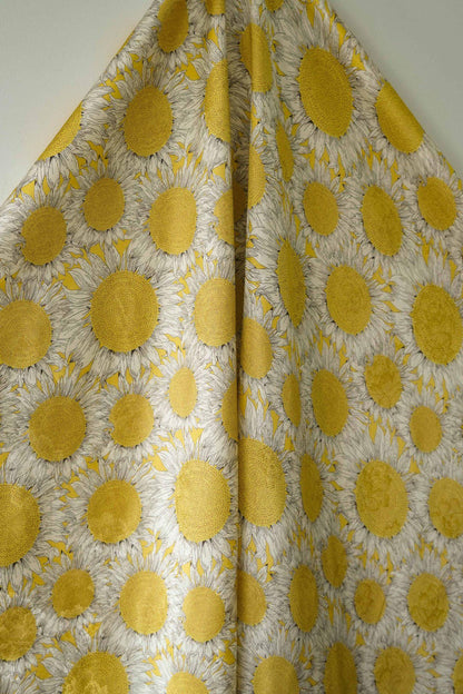 Sunflower Tea Silk Satin Fabric: Digital Print, 55" Wide
