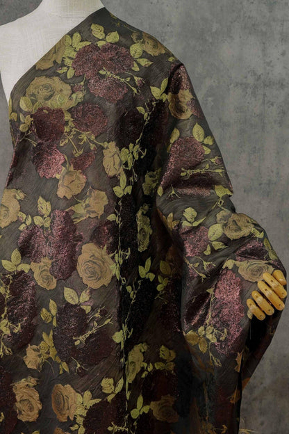 Rose Jacquard Brocade Fabric | Embossed Floral Dress Material, 59" Wide