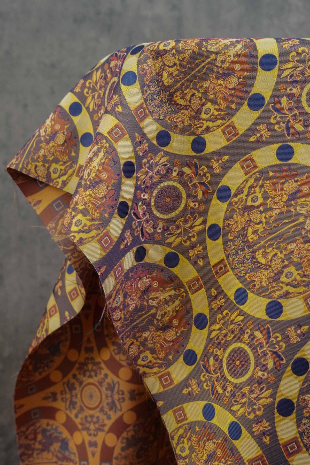 Gold Brocade Jacquard Fabric: Retro Palace Style Damask, 58" Wide