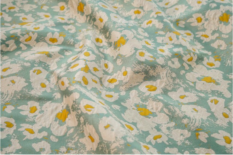 Reversible Jacquard Fabric: Embossed Floral Oil Painting, 59"W