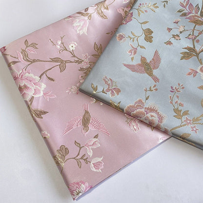 Bird & Flower Jacquard Damask Fabric: Antique Cheongsam Sewing Material