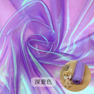 Iridescent Symphony Organza Fabric: Shimmering Crush Glass Yarn, 59" Wide