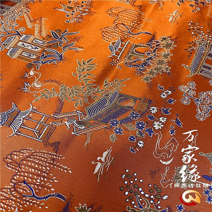 Qingming River Silk Brocade Fabric: Jacquard Damask, Upholstery & Costume (45"W)