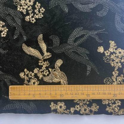 Magpie Embroidery Velvet Fabric: 49" Wide Sewing Material