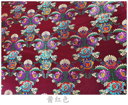 Floral Silk Brocade Fabric: 29.5" Wide, Upholstery & Sewing - By the Meter