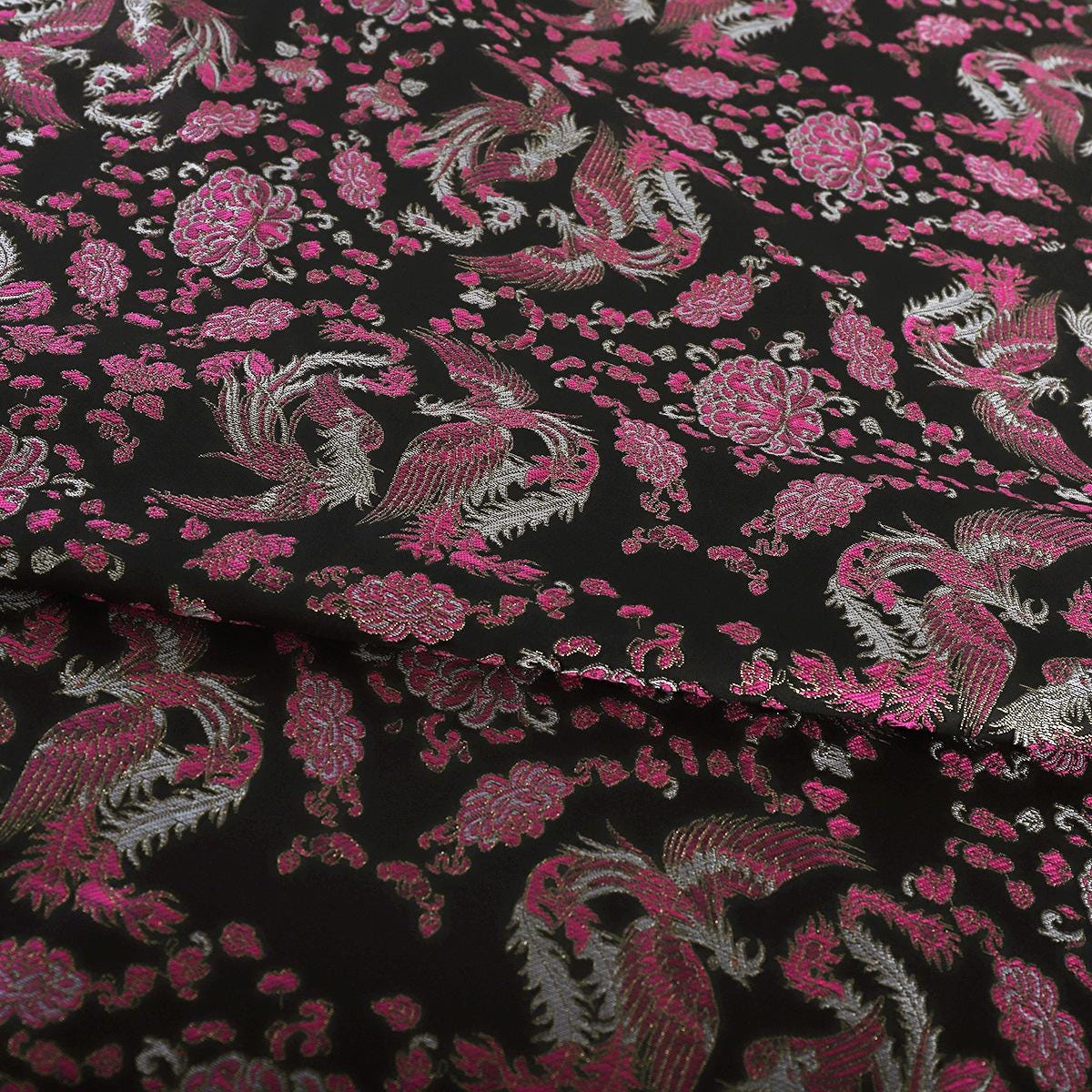 Tissu brocart de soie à motif phénix - 150 cm de large - Matériel de couture pour cheongsam