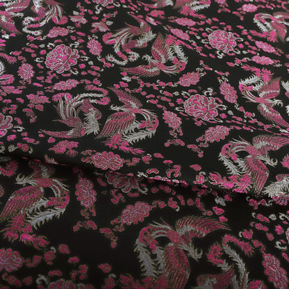 Tissu brocart de soie à motif phénix - 150 cm de large - Matériel de couture pour cheongsam