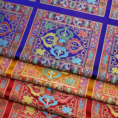 Tissu brocart tibétain vintage : textile bouddhiste, satin de soie (29 pouces de large)