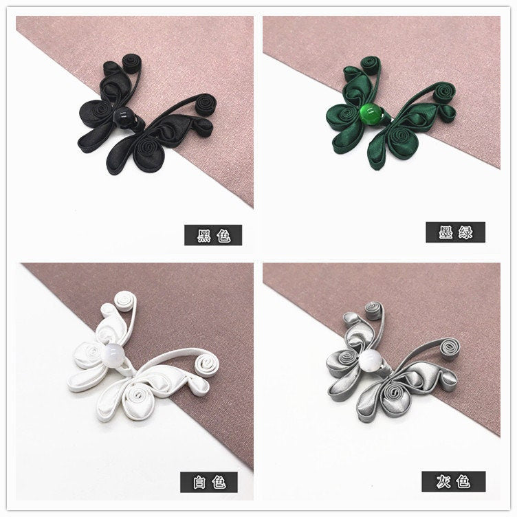 Satin Butterfly Knot Button: Cheongsam Sewing Fastener (Pair)
