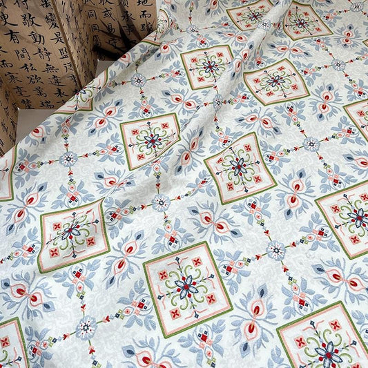 Tissu en coton brodé Dunhuang : ameublement, écharpe et rideaux de style asiatique