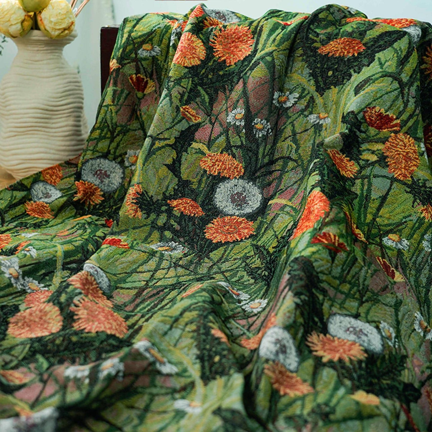 Floral Jacquard Woven Fabric: Oil Painting Style, 55" Wide