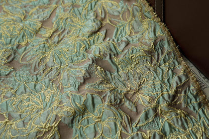 Embossed Floral Jacquard Fabric ��� Gold Thre" Wide