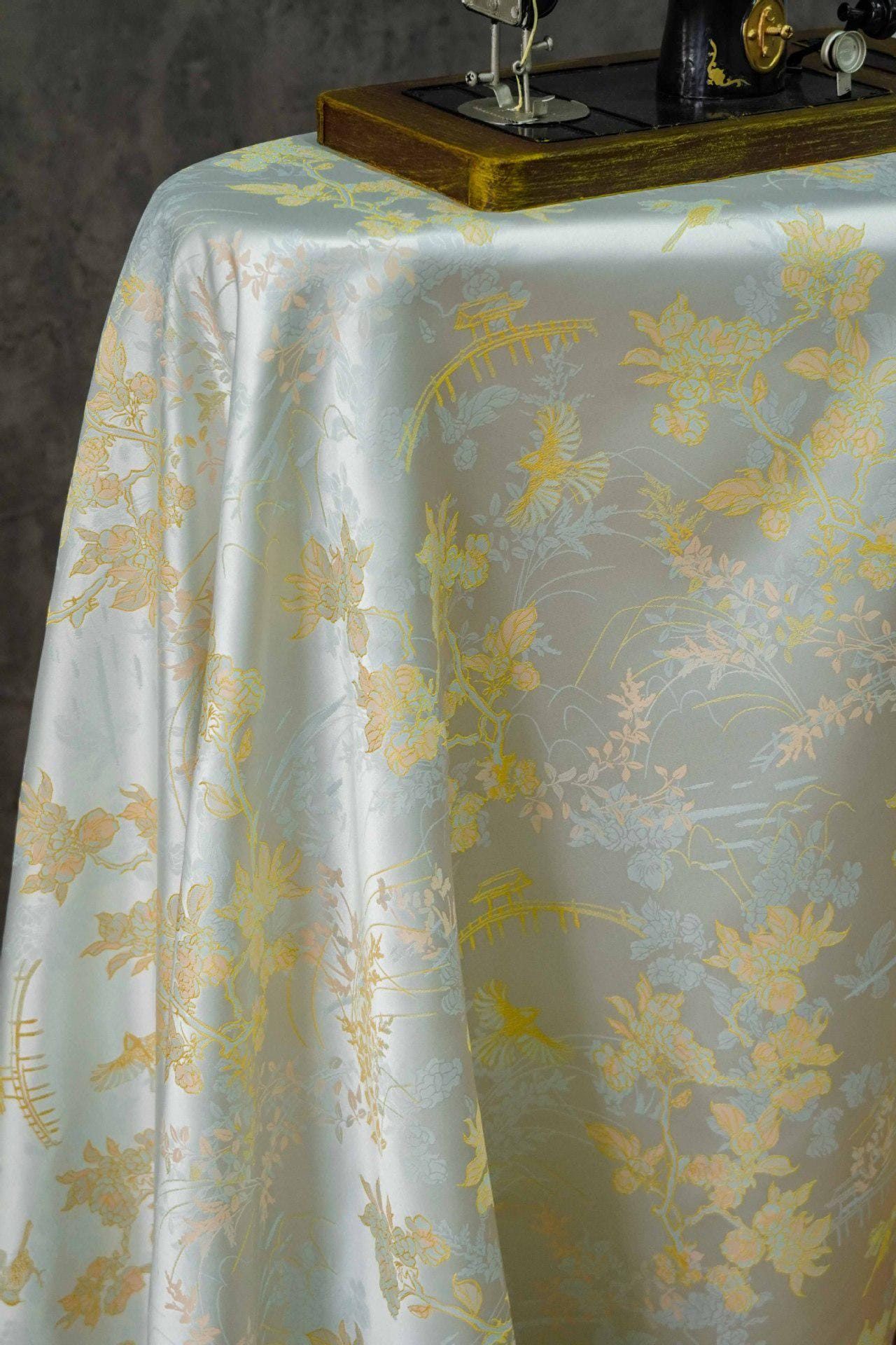 Ancient Chinese Painting Jacquard Fabric: 63"W Upholstery Sewing Material