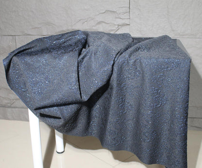 Metallic Gold Thread Jacquard Fabric: 3D Embossed Woven Material (55"W)