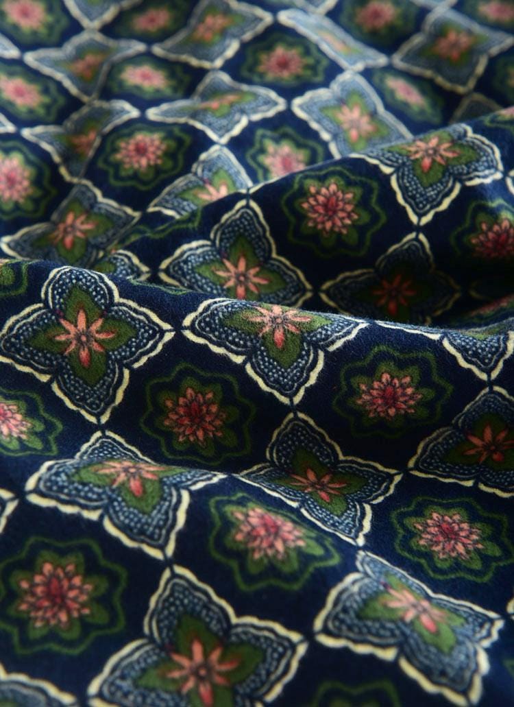 Japanese Cotton Fabric: Lattice Floral Print, Kimono Dress Fabric